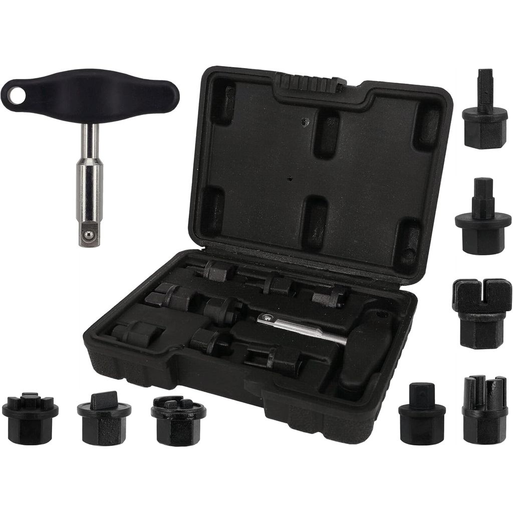 9PCS น้ํามันท่อระบายน้ําปลั๊กชุดถอดใช้งานร่วมกับ GM VW Ford Audi BMW Chrysler Lincoln พร้อมประแจ T-H