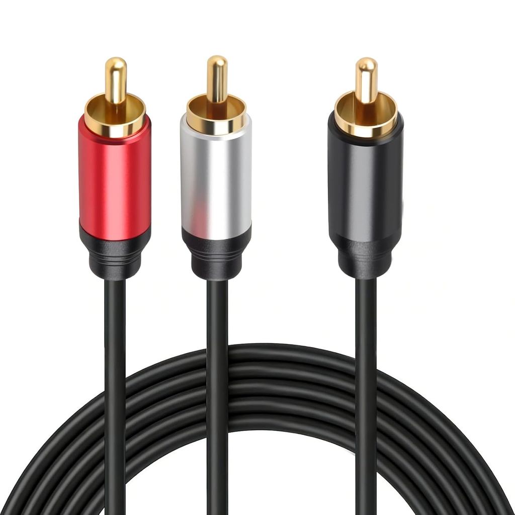 Soshine RCA Y Splitter, 1 Male to 2 Male Audio Y Cables (2 Pack), 24K Gold-Plated, Subs, Amplifiers,