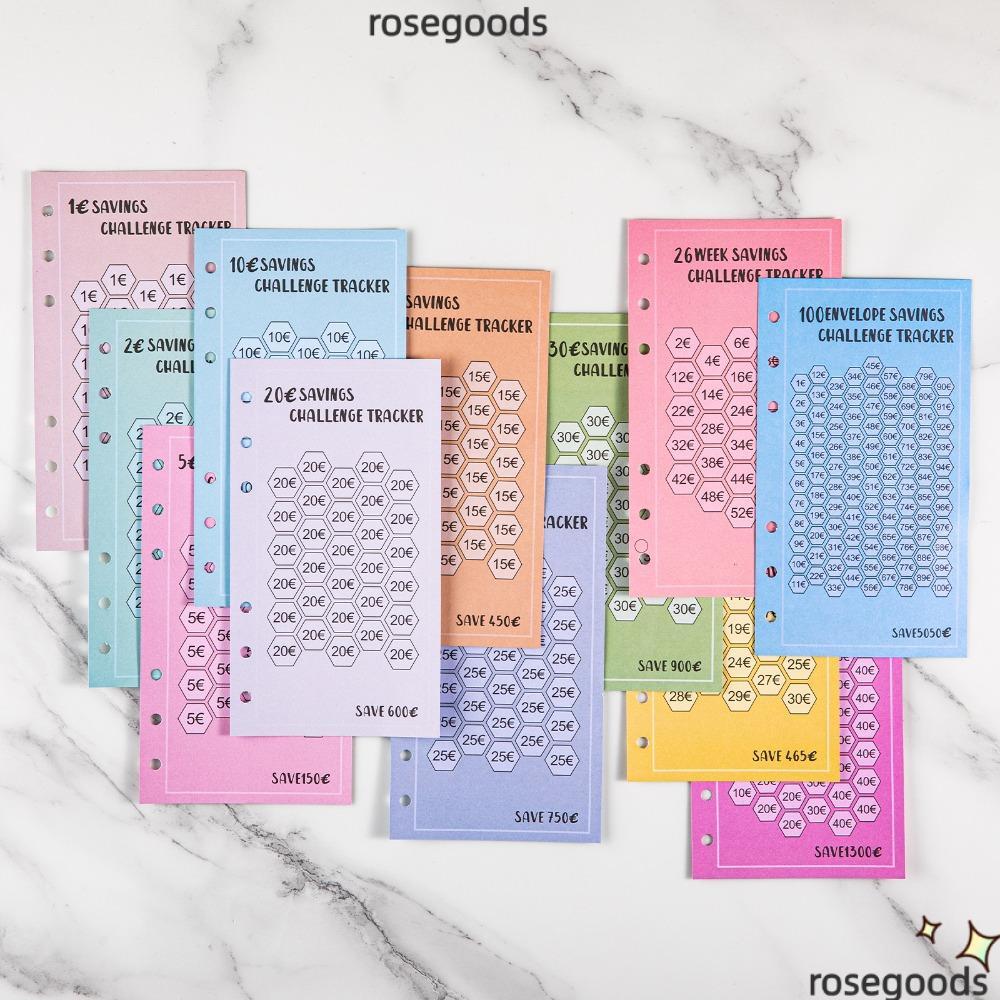 ROSEGOOD การ์ดประหยัดค่าใช้จ่าย 48 ชิ้น, 30 วันประหยัด Eave เงินซองเงินสด, ใช้งานได้จริง USD ง่ายต่อ