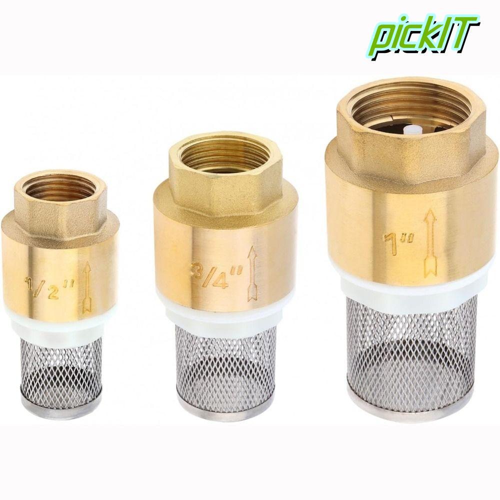 PICKITH เช็ควาล์ว, 1/2" 3/4" 1" วัสดุทองเหลืองวาล์วเท้า, ทนทาน DN15/20/25 พร้อมวาล์วทางเดียวกรอง