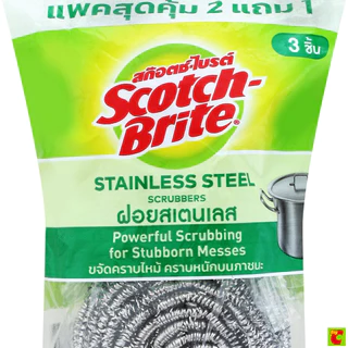 สก็อตช์-ไบรต์ ฝอยสเตนเลส 25 ก. แพ็ค 2+1