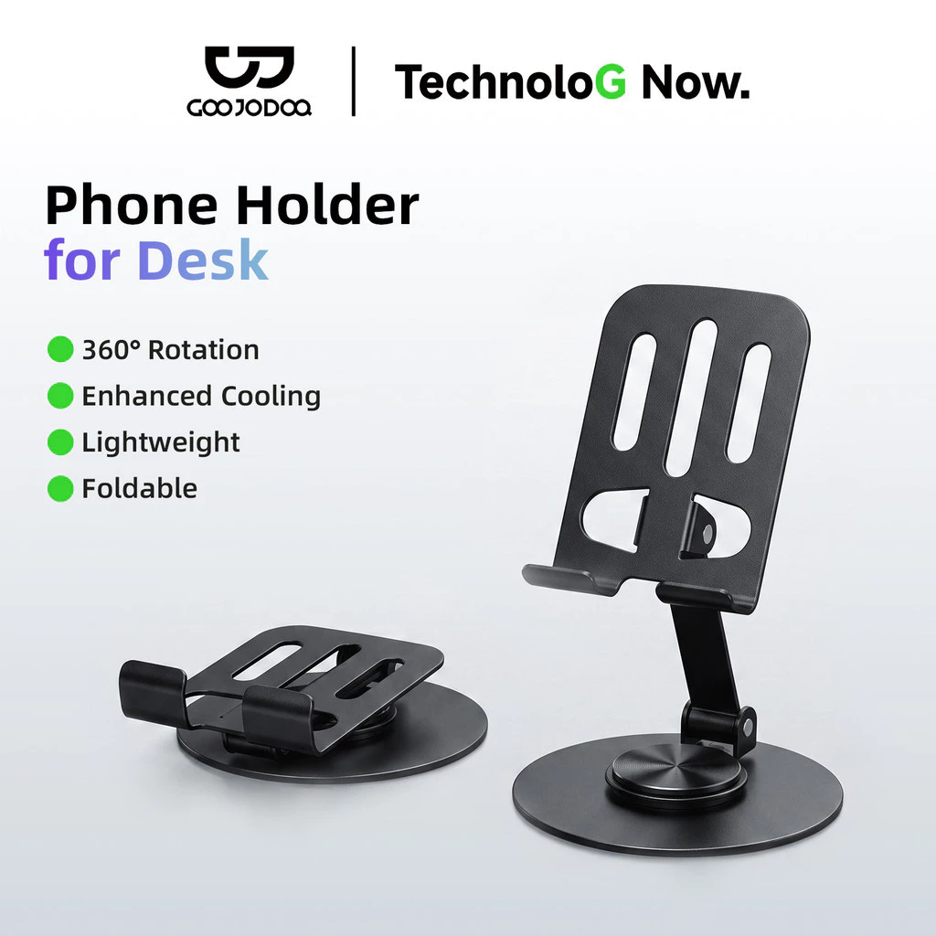 GOOJODOQ Foldable Phone Stand 360° Swivel Base Stable Suppor Charge While Using