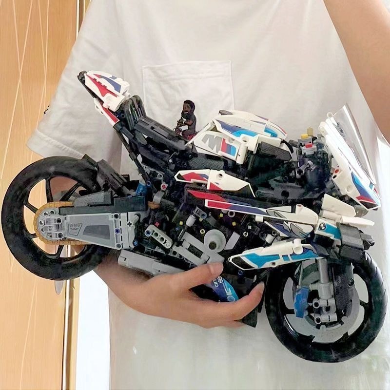 เข้ากันได้กับ Lego BMW M1000rr บล็อกตัวต่อรถจักรยานยนต์ Boy ขนาดใหญ่ปริศนาความยากสูง