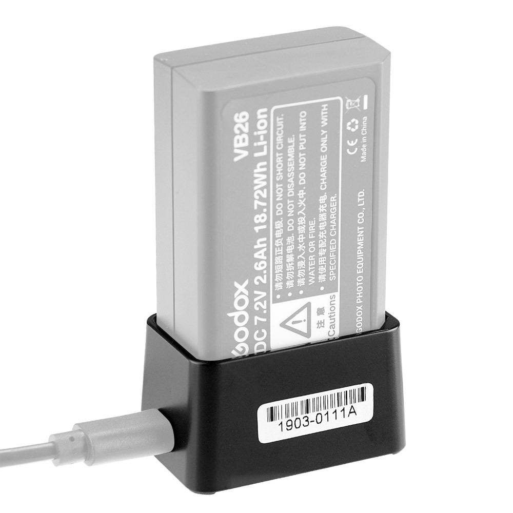 VC26 USB Battery Charger DC 5V อินพุต DC 8.4V สําหรับชาร์จ Godox V1S V1C V1N V1F V1O V1P หัวกลมแฟลชแ