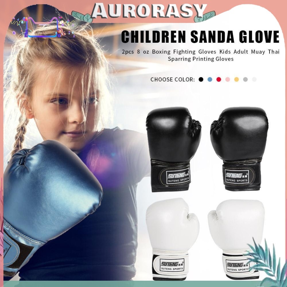 [AURORASY]นวมชกมวยเด็ก 2 ชิ้น หนัง PU ระบายอากาศได้มวยไทย Mitts