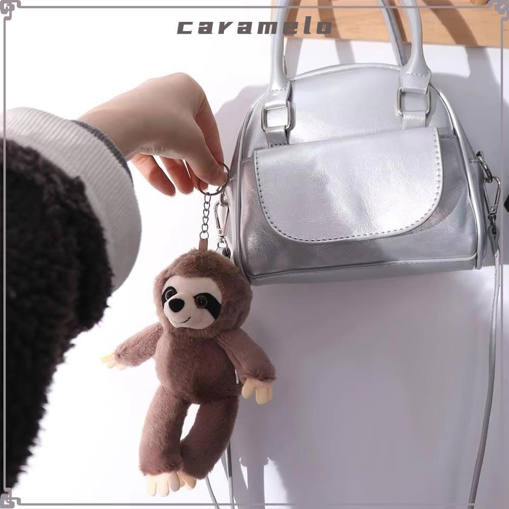 CARAMELO Sloth จี้ขนาดเล็ก, จี้จําลองตุ๊กตาสัตว์ Sloth, พวงกุญแจนุ่มจําลอง Sloth Pendan