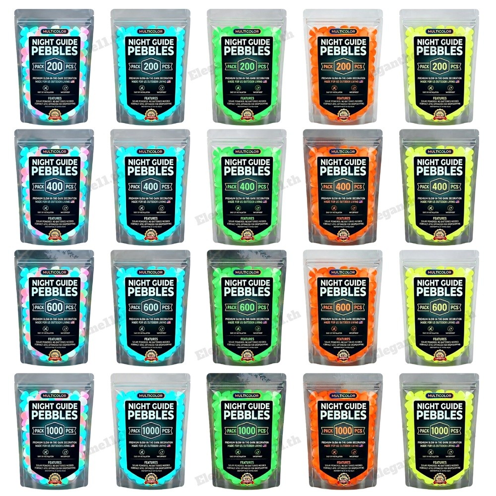 200/400/600/1000 ชิ้นเรืองแสงใน Dark Pebbles Glow At Night Pebbles