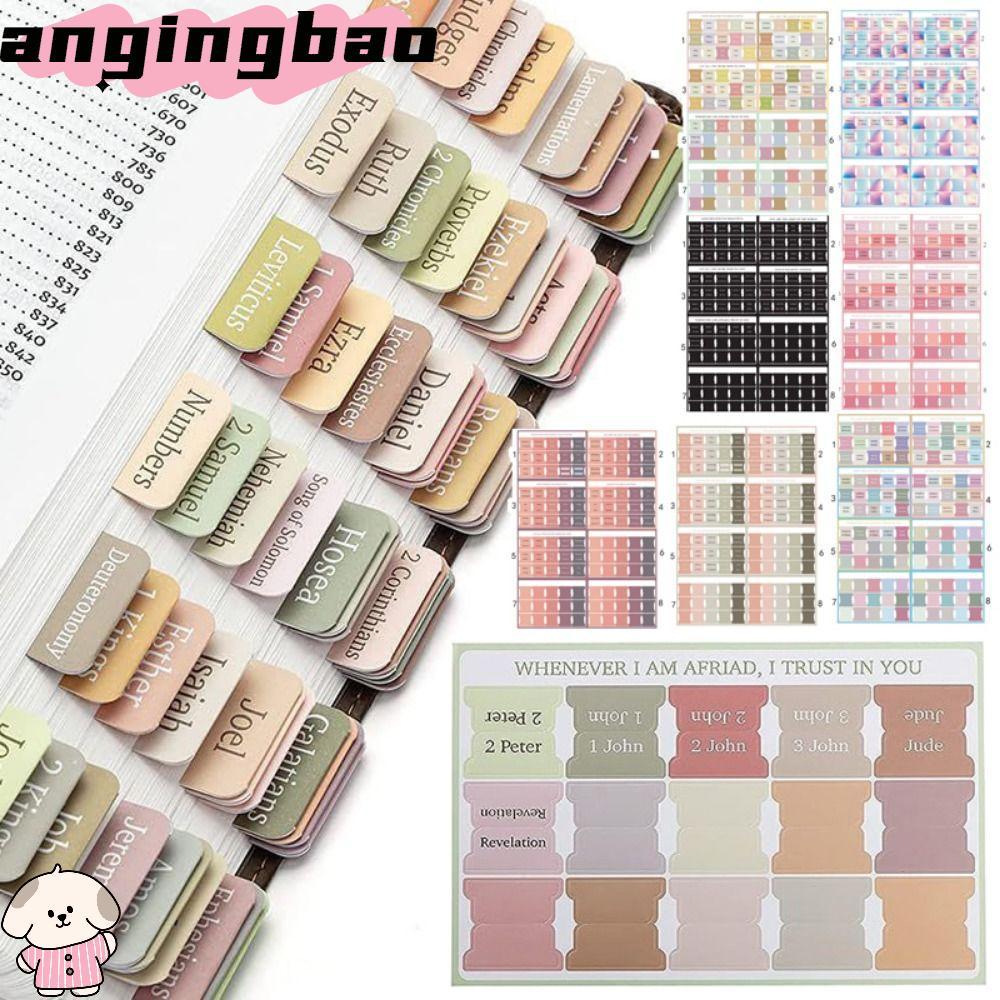 ANGINGBAO 120PCS Boho Bible Tabs, สีสัน Easy Navigation Laminated Bible Tabs, Self กาวหลากสีลามิเนต 