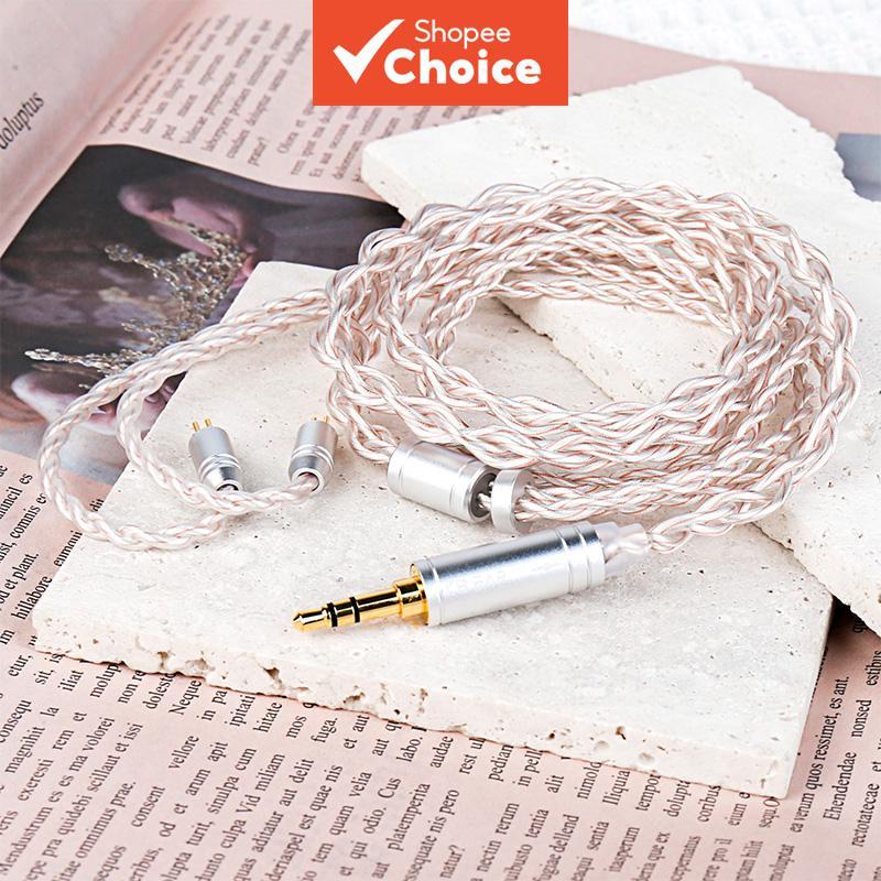 หูฟัง หูฟัง KBEAR Funmusic Silver Pink Braided Replacement Cable High Purity 6N OFC Silver-Plated Co