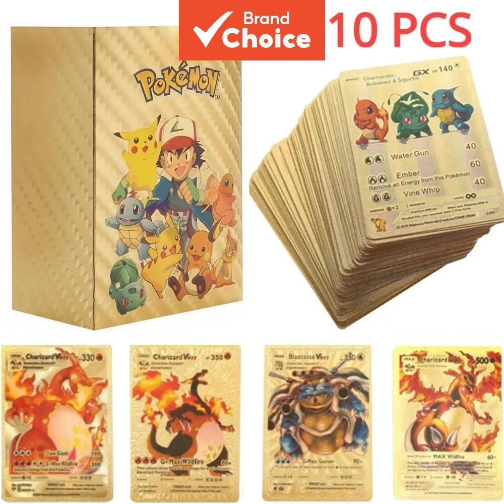 การ์ดเกมภาษาอังกฤษโปเกมอน 55-110 ชิ้น พร้อมตัวอักษรสีทอง ฟอยล์ทอง รุ่น Charizard VMAX GX ซีรีส์ การ์ดสะสมบูสเตอร์แพ็ค ของขวัญรับปริญญาหรือของขวัญสําหรับสะสม