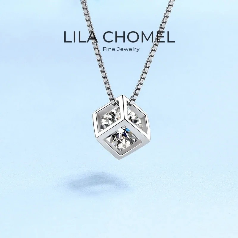 8LMV สาวงานแต่งงานสร้อยคอ PT950 Platinum หมั้น Moissanite เพชร 0.5/1CT จี้สแควร์วันวาเลนไทน์ผู้หญิงข
