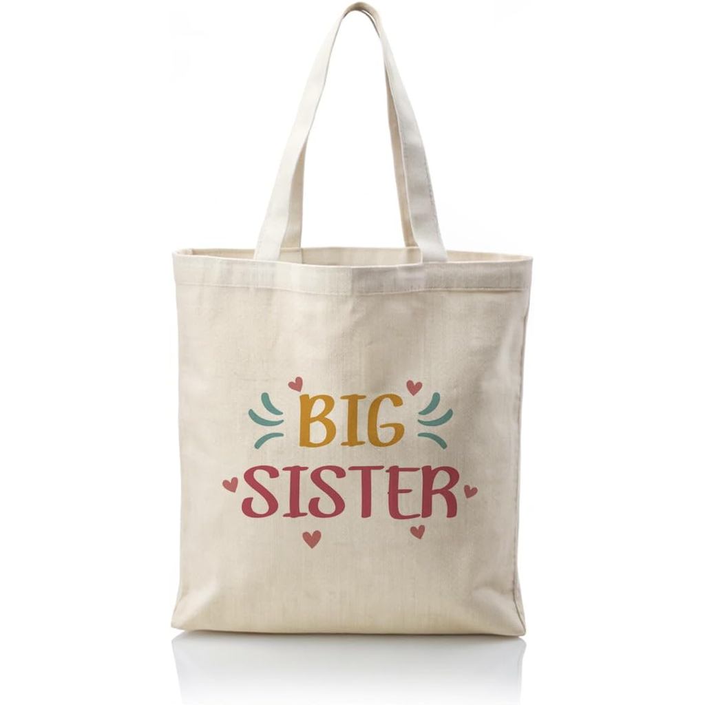 Big Sister Canvas Totes, Big Sister Gift for Birthday Christmas, Women Aesthetic Canvas Tote Bag for