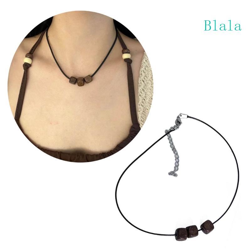 Blala Y2K Hip Hop Cool Clavicle 3D สร้อยคอลูกปัดสําหรับผู้ชายผู้หญิง PU เชือก Choker
