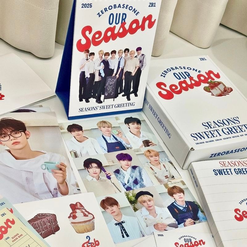 คลังสินค้าพร้อม ZEROBASEONE ZB1 2025 ปฏิทินตั้งโต๊ะ ปฏิทินตั้งโต๊ะ Bonus Card Kim Min-kue Kim Kim Yo