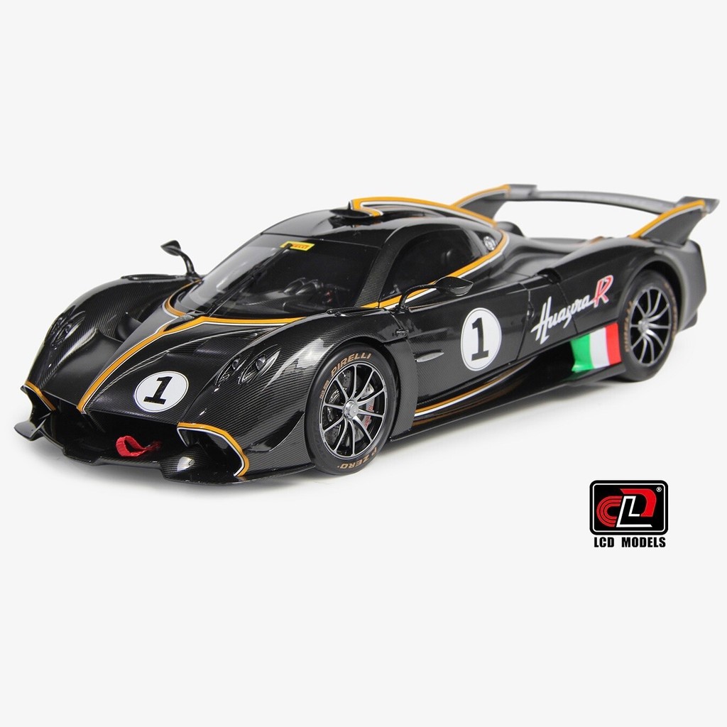 [สต๊อกพร้อม Orphan] LCD 1: 18 Pagani Huayra R Black Carbon Alloy Car Model, Brand New Car Model Sold