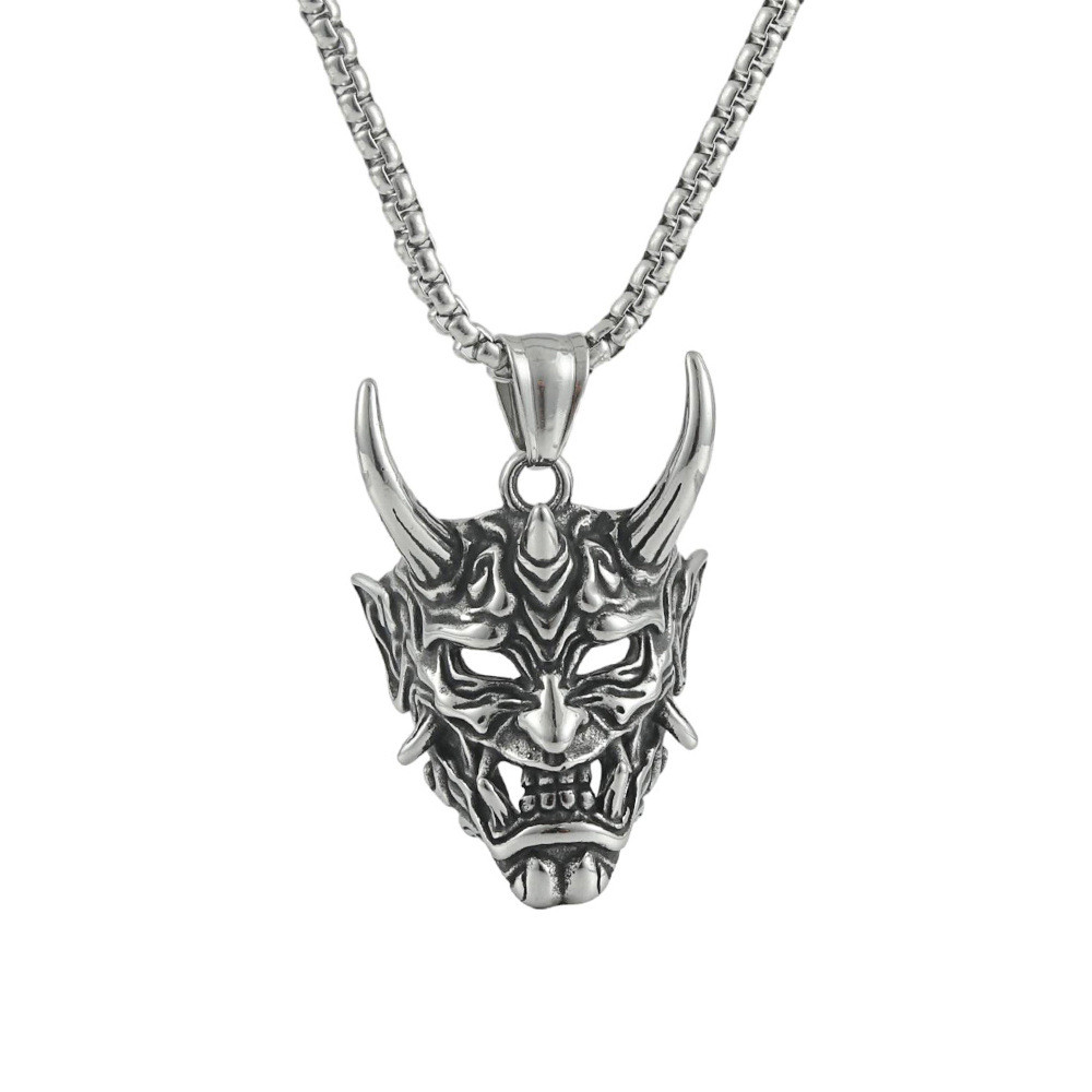 ไทเทเนียมเหล็ก Ram Skull จี้ Punk Retro สร้อยคอผู้ชาย