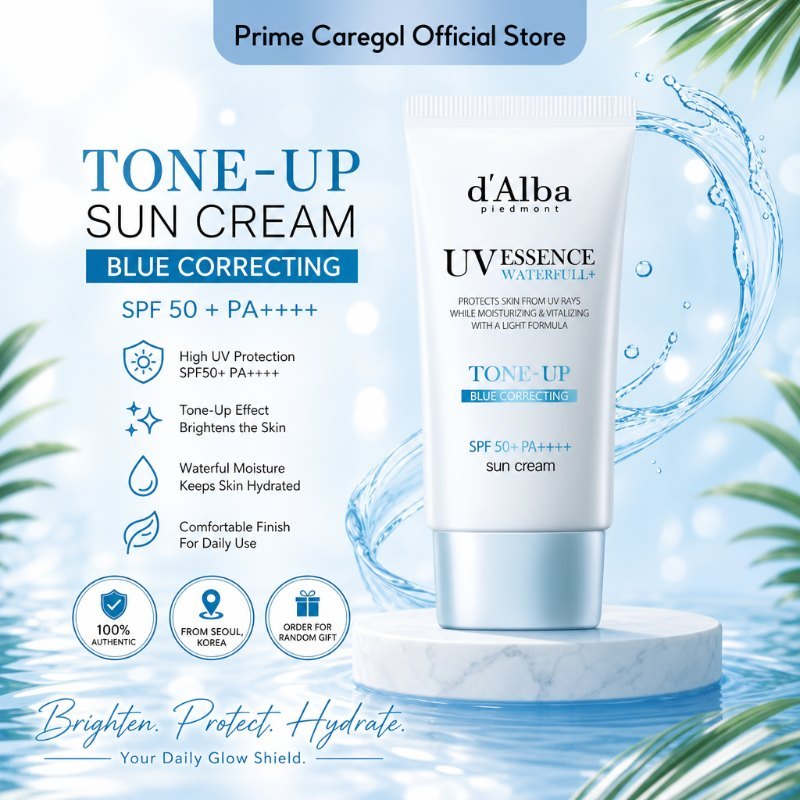 DAlba Waterful Tone-Up Sun Cream Blue SPF50+ PA++++ 50ml 1 Korean Skincare Daily ผลิตภัณฑ์เกาหลีแท้ 100%