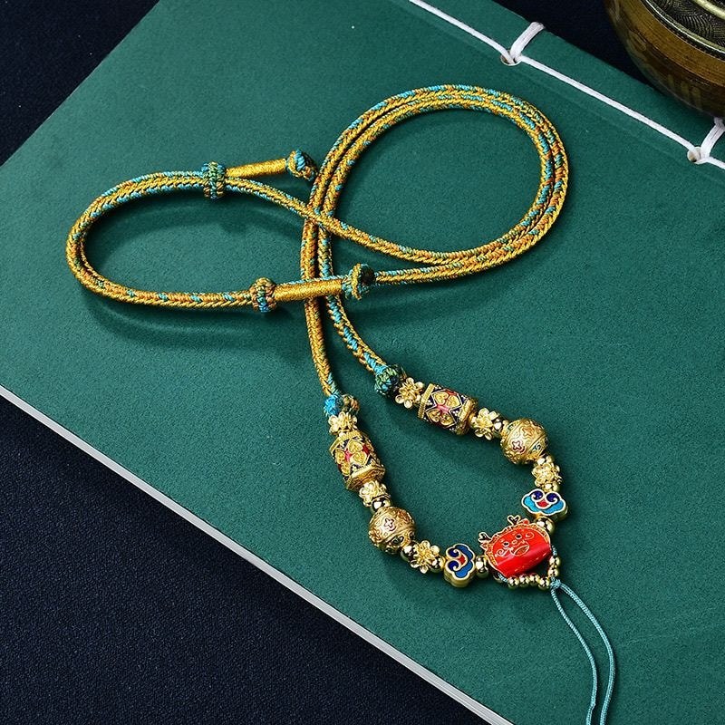 ทอมือ Amulet เชือกทิเบตสไตล์ Zakiram Retro Thangka Lanyard สร้อยคอจี้เชือก TEH8