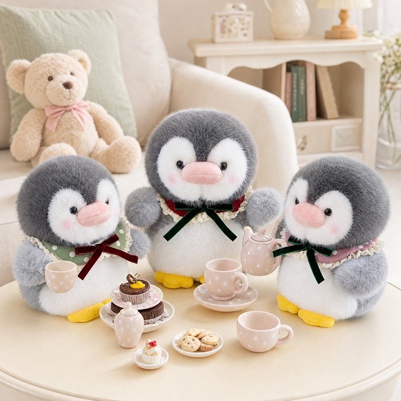ตุ๊กตาตุ๊กตา Bow Tie Penguin Red Bow Tie Variant สีชมพู Bow Tie Variant สีเขียว Bow Tie Variant ของข
