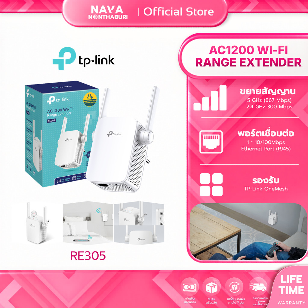 TP-LINK RE305 AC1200 AC1200 WiFi Repeater อุปกรณ์ขยายสัญญาณ ( Wi-Fi Range Extender)