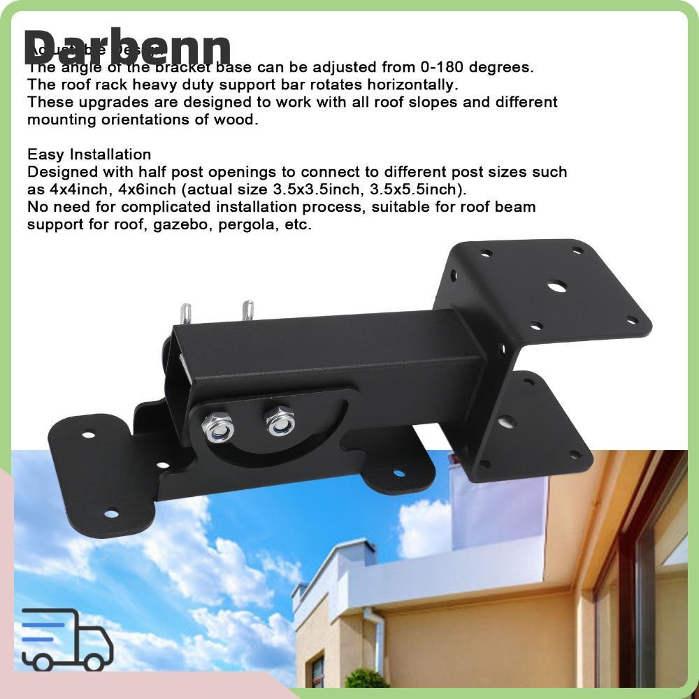 DARBEMY รองรับวงเล็บ, สีดําปรับ Riser Brackets, ฮาร์ดแวร์เหล็กคาร์บอน Patio Roof Riser Pergola
