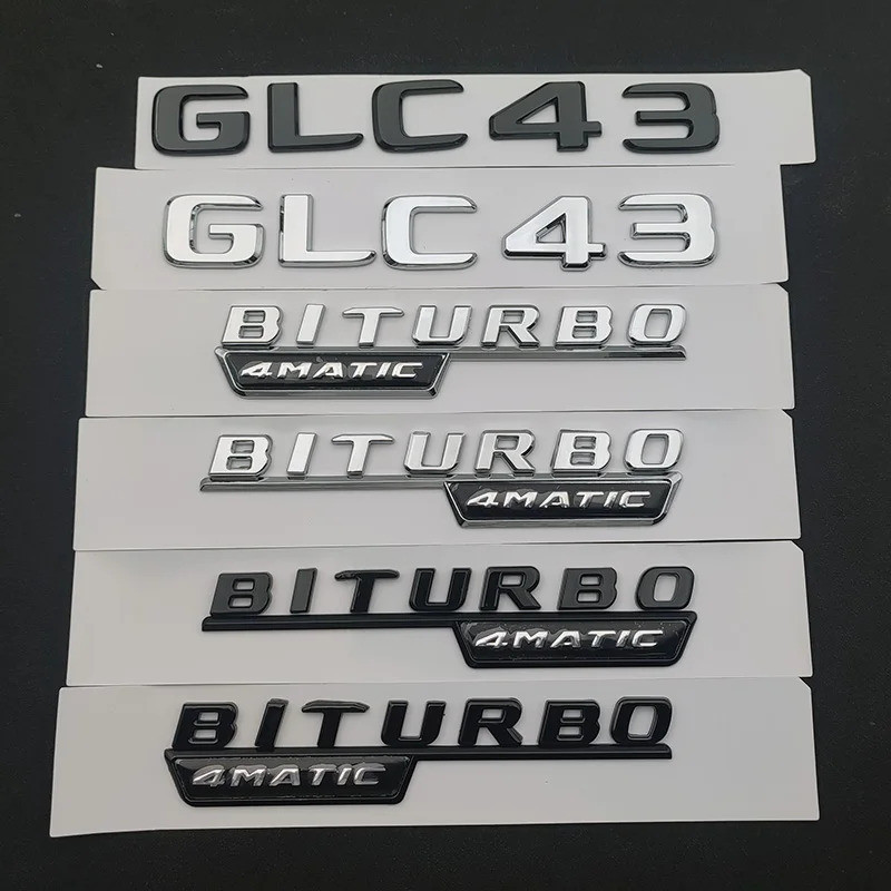 3D ABS Chrome สีดํารถด้านหลังป้ายสติกเกอร์โลโก้ GLC 43 BIRTBO 4MATIC สัญลักษณ์สําหรับ GLC43 อุปกรณ์เ