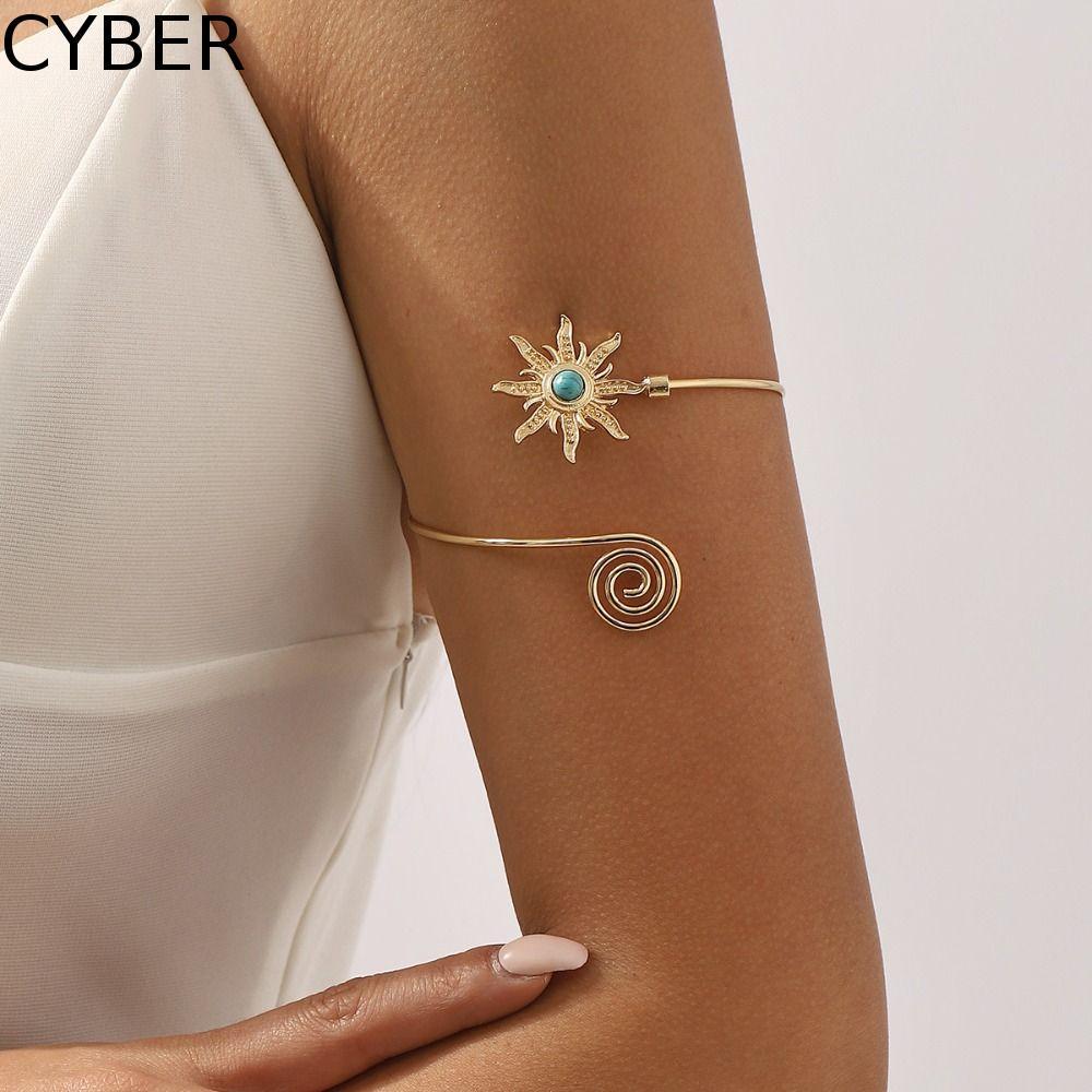 CYBER Arm Cuff, Alloy Twist Line Cuff กําไลข้อมือสําหรับผู้หญิง, Simple Arm Chain ยุ้ย Sun Wide Open