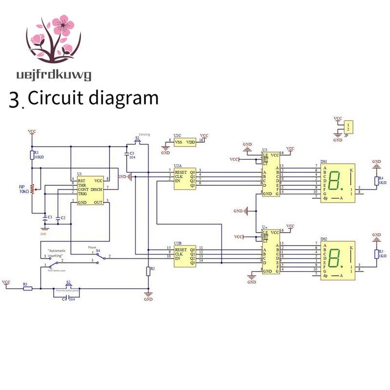 Uejfrdkuwg DIY Counter Circuit Kit DIY ชุดฝึกบัดกรีสําหรับทักษะอิเล็กทรอนิกส์การฝึกอบรม DIY Circuit 