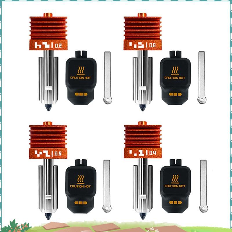 Uejfrdkuwg สําหรับ Lab P2S Hotend Kit- 4PCS ประกอบด้วยหัวฉีดเหล็กชุบแข็ง (0.2/0.4/0.6/0.8 มม.) สําหร
