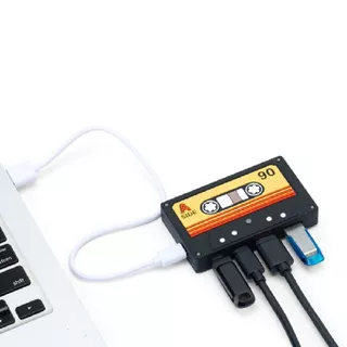 ME.STYLE อุปกรณ์ต่อพ่วง USB 4 ช่อง รูปเทปคาสเซ็ท