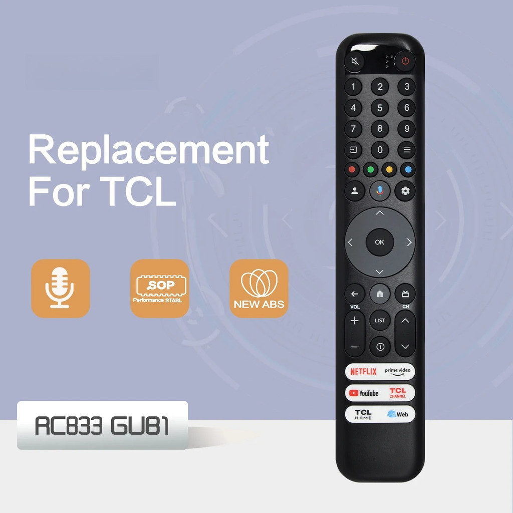 RC833 GUB1 เหมาะสําหรับ TCL เสียงรีโมทคอนโทรลเปลี่ยน C645 P745 C745 LC645 C845 65C845