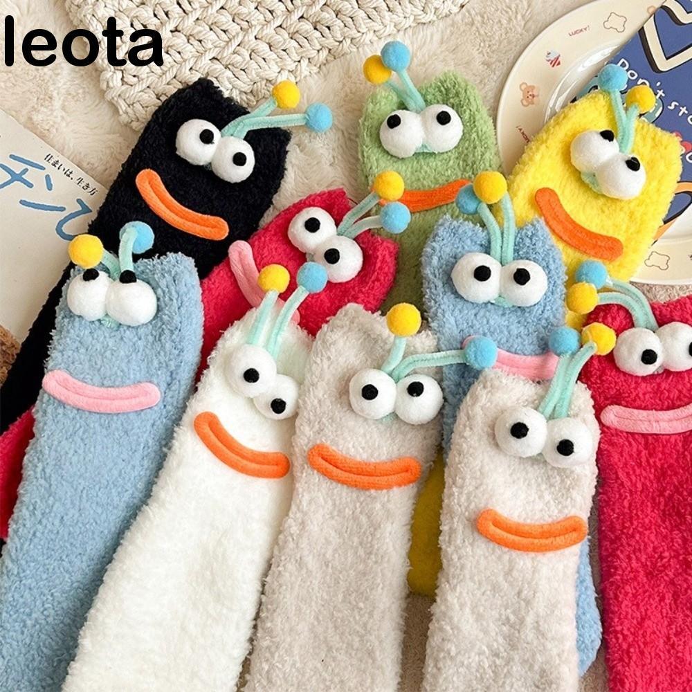 LEOTA Floor Fuzzy Socks, Velvet Thicken Funny Socks, Fashion Cute Winter Autumn 3D Big-Eyed Plush So