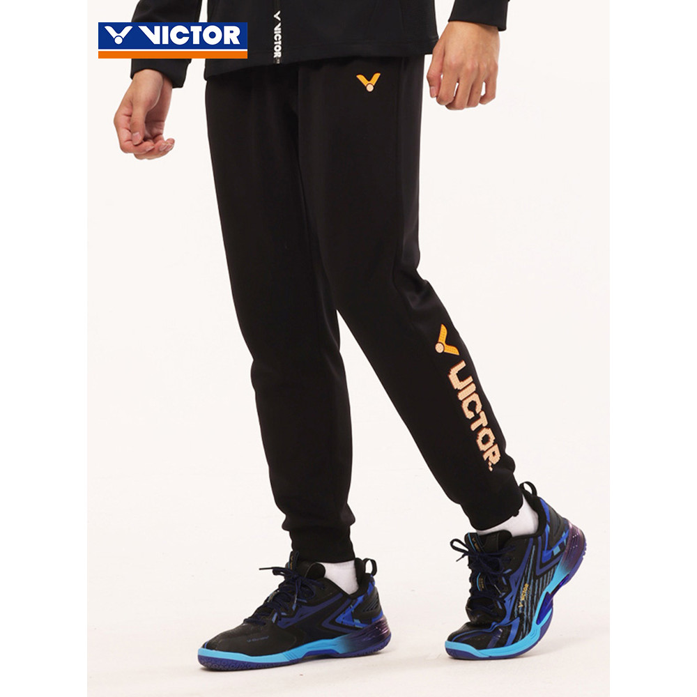 VICTOR/VICTOR VICTOR เสื้อแบดมินตันชุดฝึกซ้อมถักกีฬา Drawstring Victory กางเกงสีดํา P-40802