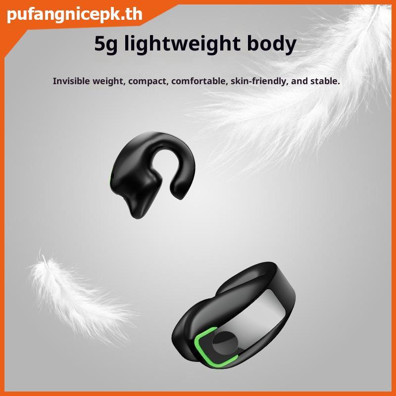 PUCEPK ชุดหูฟังการนํากระดูกไร้สาย Clip-On หูฟังเปิดหูพร้อมไมโครโฟนสําหรับผู้ใหญ่ออกกําลังกายกลางแจ้ง