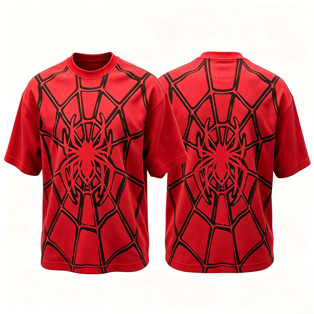 SummerHot Selling Red Spider Print T-shirt Kids Jersey Tops Men's Casual Tee Shirt Breathable Men Wo