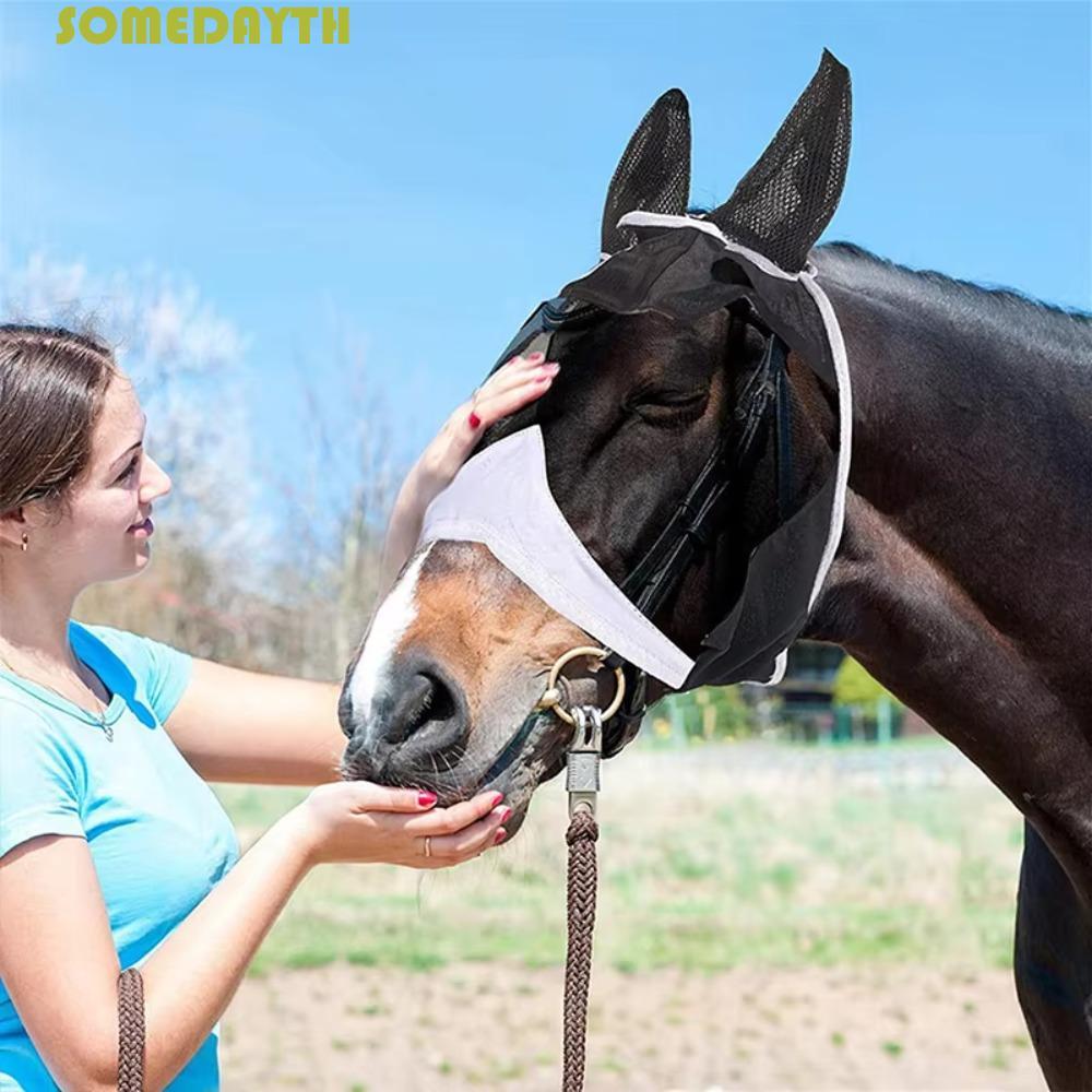 SOMEDAY Horse Fly Mask, Professional สบาย Horse Face Cover, Fly Protection Adjustable Mesh Quick-Dry