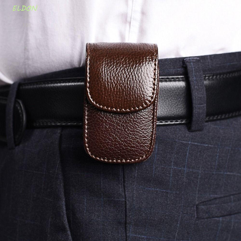 ELDON Waistpack กล่องแว่นตา Retro แบบพกพาแว่นตา PU หนัง Hung บนเข็มขัดวัยกลางคนและผู้สูงอายุของขวัญพ่อแว่นตากระเป๋าพับแว่นตากรณี