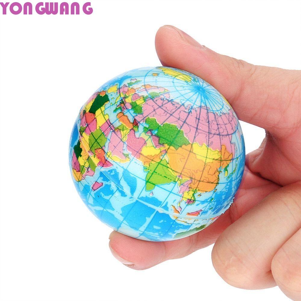 YONGWANG66HR แผนที่โลกโฟมบอลบรรเทาเด็ก Planet Earth Ball บีบของเล่น Bouncy Balls การศึกษาโฟมยาง Ball