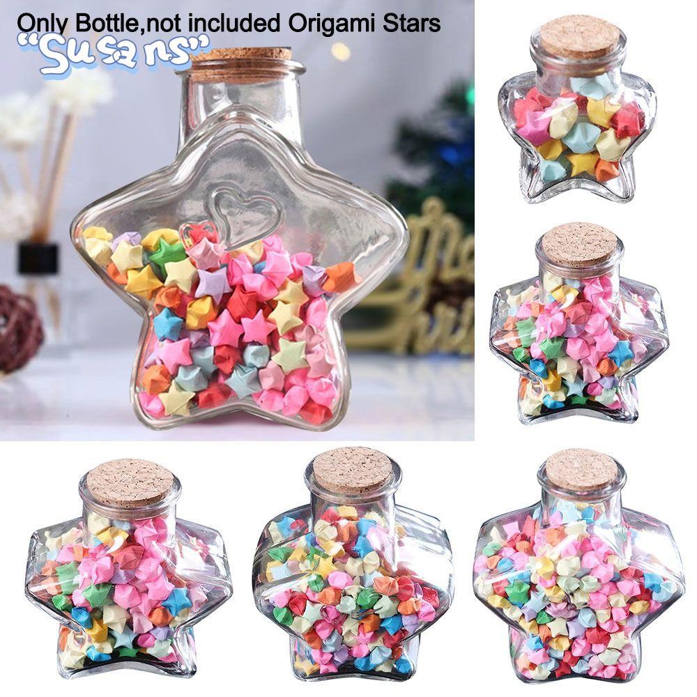SUSANS Wishing Bottle, Stars Shape Origami Stars Glass Bottle, Creative Craft Pentagram Storage Bott