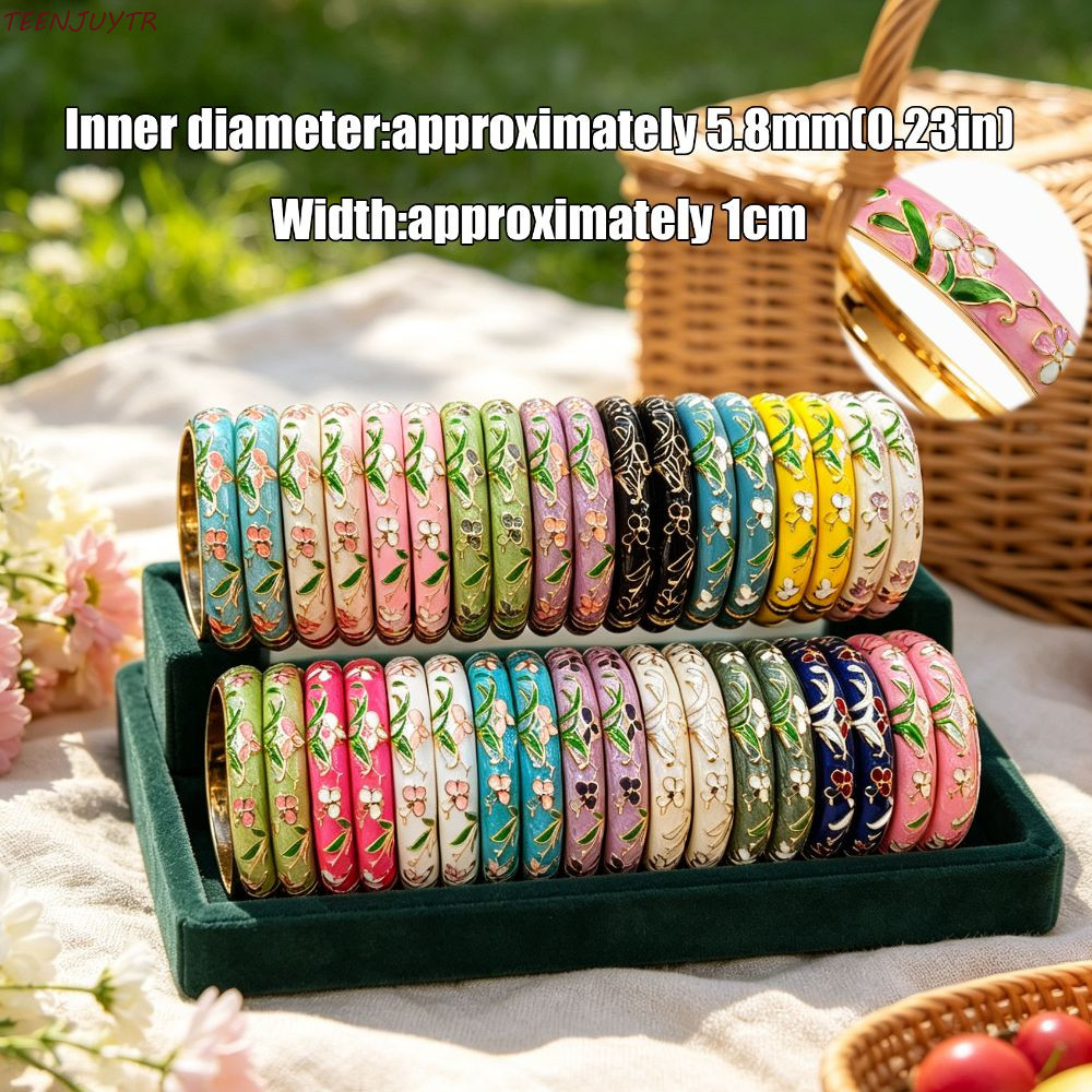 TEENJUYTR สร้อยข้อมือ Bohemian Cloisonne, 1 ซม.จีนสร้อยข้อมือ, Bohemian เคลือบชาติพันธุ์ Vintage ผู้