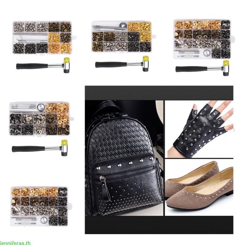 Jenniferaa ปุ่มโลหะ Snaps สําหรับกางเกง DIY ผ้าใบ Snap Fasteners ชุด Snaps ชุดปุ่ม