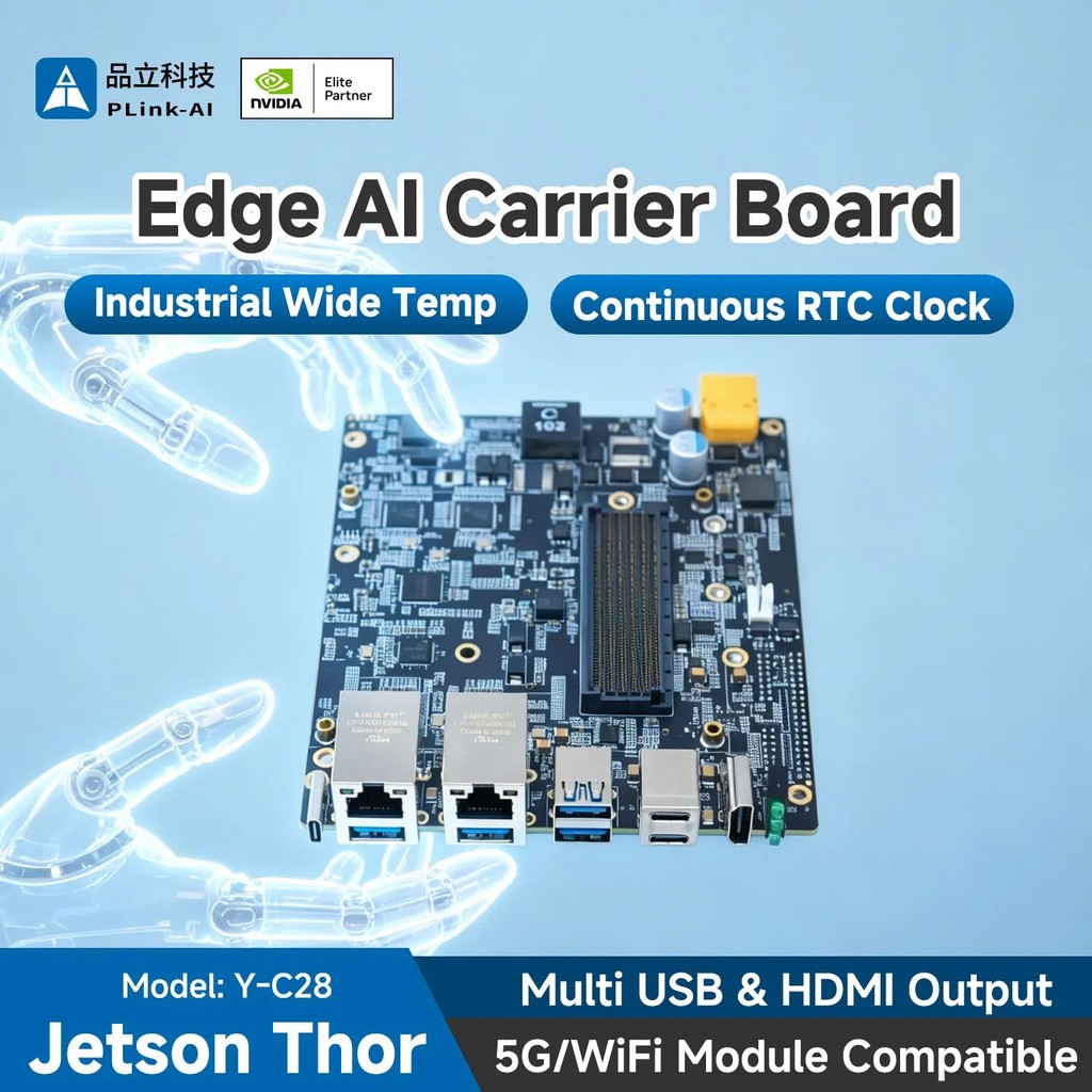 MNMW PLink Y-C28 Jetson Thor Carrier Board 4x CAN Bus 9V-36V แรงดันไฟฟ้ากว้างขอบคอมพิวเตอร์สําหรับหุ
