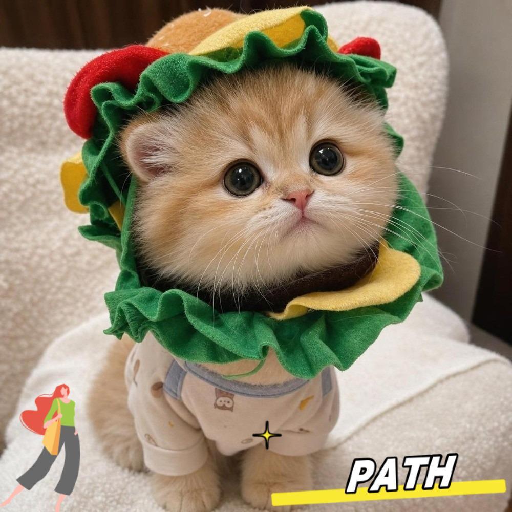 PATH Pet Burger Hat, Hamburger Cross Dressing Cat Headgear, Festival Cosplay Funny Adjustable Dog Co