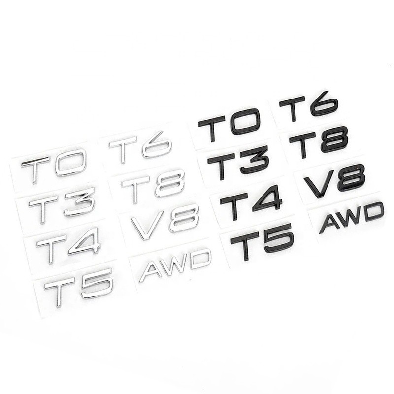 Premium-Car Displacement Decal ABS ป้ายสัญลักษณ์สติกเกอร์ด้านหลังตัวอักษรโลโก้สําหรับ Volvo T0 T3 T4