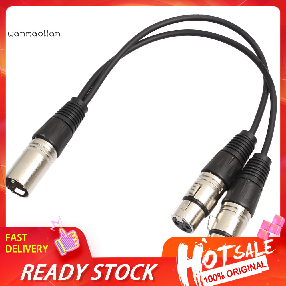 <wanmaolian> 03m XLR Y Splitter Cable 3 Pin 1 Male to 2 Female Converter Adapter Cable