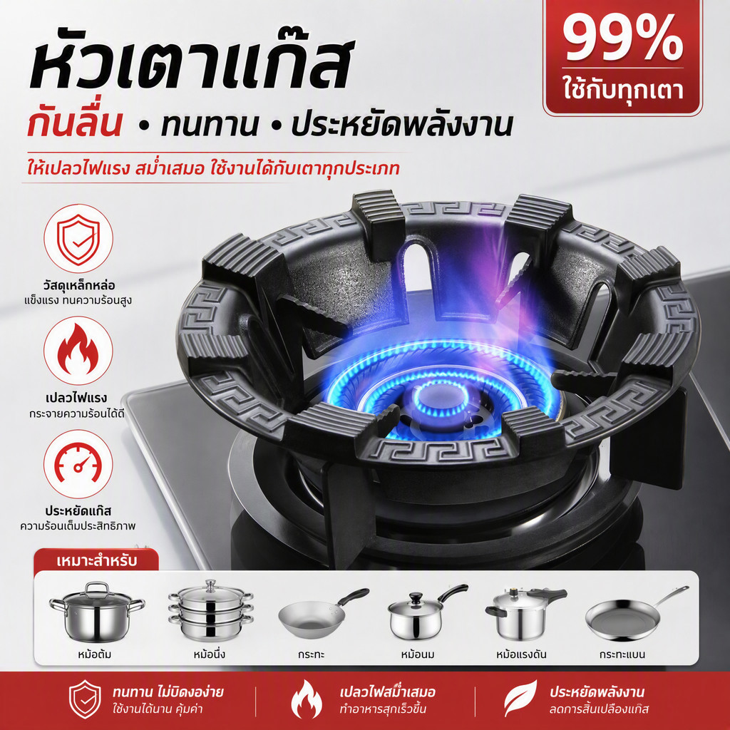 ฝาครอบกันลมเหล็กหล่ออัปเกรด4/5ขา]เตาแก๊สเหล็กกันลื่นแบบเปิดแปดช่อง ที่วางหม้อเหล็กหล่อกันลื่น ที่วางหม้อขนาดใหญ่แบบพิเศษ