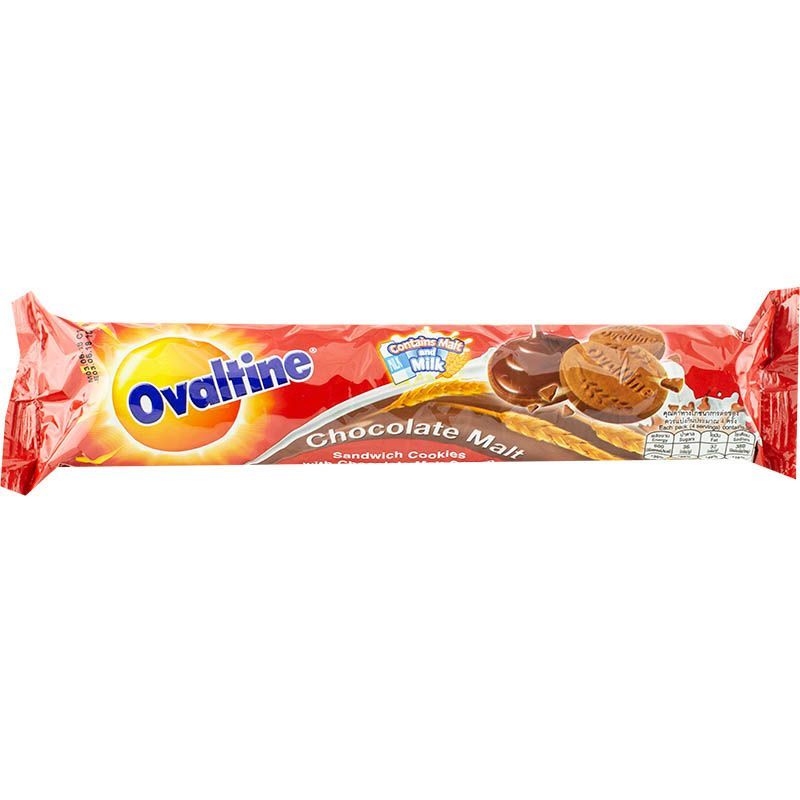 โอวัลตินคุกกี้สอดไส้ช็อกโกแลต 130กรัม Ovaltine Cookies Sandwich 130G [หมายเลขบาร์โค้ด 7612100062890]