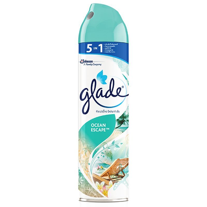เกลดสเปรย์ขจัดกลิ่นและปรับอากาศกลิ่นโอเชี่ยนเอสเคป 320มล. Glade Ocean Escape 320ml [หมายเลขบาร์โค้ด 8850175010487 ]