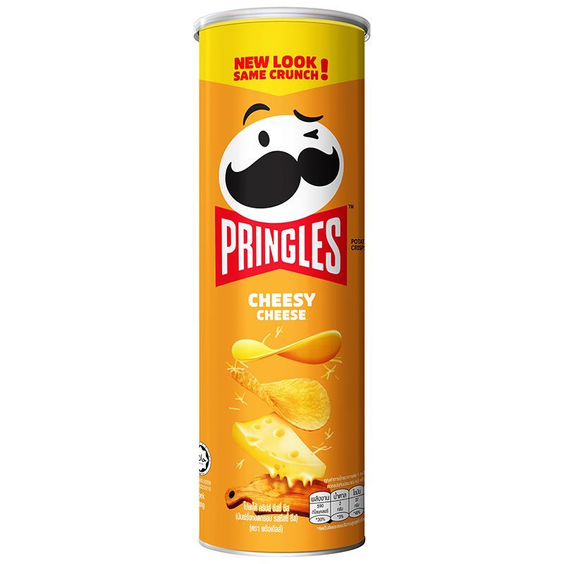 พริงเกิลส์มันฝรั่งทอดกรอบรสชีสซี่ชีส 102ก Pringles Potato Crisps Cheesy Cheese Flavor 102g. [บาร์โค้ด 8886467100031]