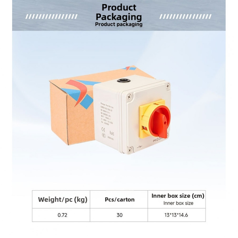 กันน้ํากันฝุ่น 63A Cam Changeover Switch IP65 จัดอันดับสําหรับสภาพแวดล้อม Harsh